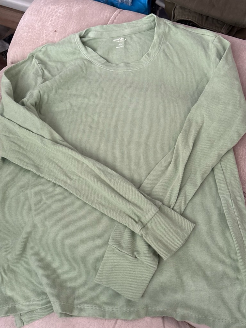 Women's Sage Green Long-Sleeve Waffle Tee